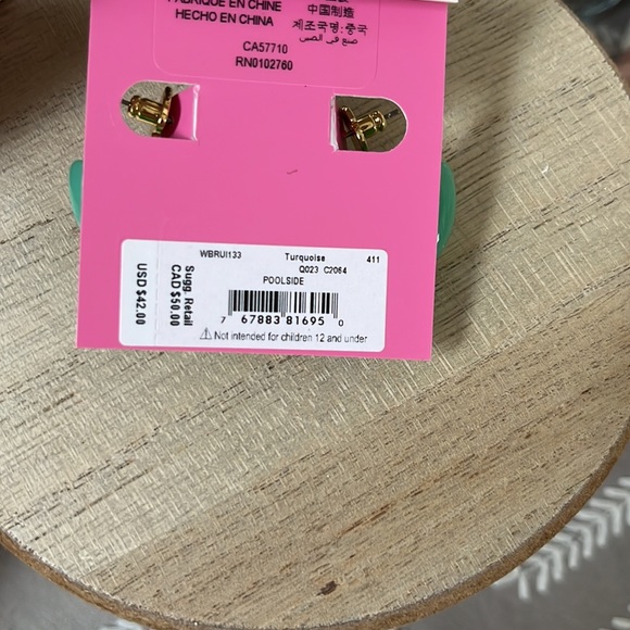 Kate Spade Pool Side Turquoise Jelly Hoop Earrings - Picture 2 of 4